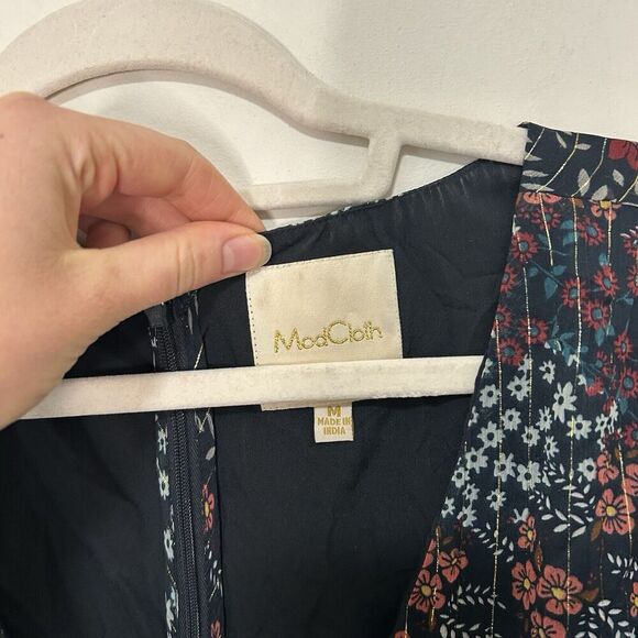 ModCloth Dress Womens Medium Twirl & Arch Maxi Chiffon Multicolored Floral Flaws - Picture 5 of 12